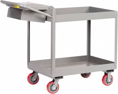 Little Giant - 3,600 Lb Capacity, 24" Wide x 46" Long x 41" High Deep Shelf Cart - 2 Shelf, Steel, Polyurethane Casters - Exact Tooling