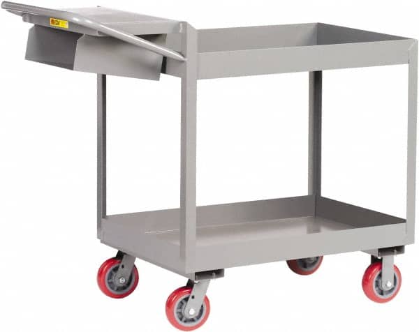 Little Giant - 3,600 Lb Capacity, 18" Wide x 46" Long x 41" High Deep Shelf Cart - 2 Shelf, Steel, Polyurethane Casters - Exact Tooling