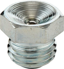 Umeta - Straight Head Angle, 3/4-14 NPTF Steel Flush-Style Grease Fitting - Zinc Plated Finish - Exact Tooling