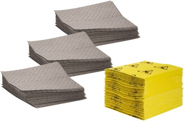 Brady SPC Sorbents - 26 Gal Capacity per Package, Universal Pad - 19" Long x 15" Wide, Gray, Polypropylene - Exact Tooling