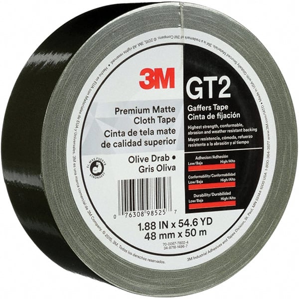 3M - 2" x 50m White Gaffers Tape - 11 mil, Rubber Adhesive, Cotton Cloth Backing, Series GT2 - Exact Tooling
