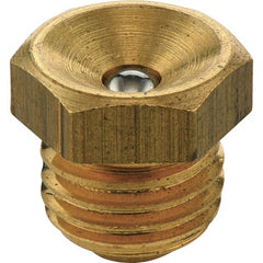 Umeta - Straight Head Angle, M8x1.0 Metric Steel Flush-Style Grease Fitting - 9mm Hex, 8.5mm Overall Height, 5.5mm Shank Length, Zinc Plated Finish - Exact Tooling
