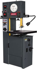 Dake - 15-1/2" Throat Capacity, Variable Speed Pulley Vertical Bandsaw - 25 to 1,200 SFPM, 2 hp, Three Phase - Exact Tooling