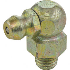 Umeta - 90° Head Angle, M6x1.0 Metric Steel Standard Grease Fitting - 9mm Hex, 18mm Overall Height, 5.5mm Shank Length - Exact Tooling