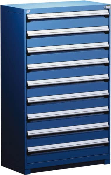 Rousseau Metal - 9 Drawer, Modular Storage Cabinet - Steel, 48" Wide x 27" Deep x 60" High, Avalanche Blue - Exact Tooling
