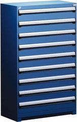 Rousseau Metal - 9 Drawer, Modular Storage Cabinet - Steel, 48" Wide x 27" Deep x 60" High, Avalanche Blue - Exact Tooling