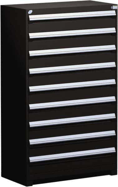 Rousseau Metal - 9 Drawer, Modular Storage Cabinet - Steel, 48" Wide x 24" Deep x 60" High, Black - Exact Tooling