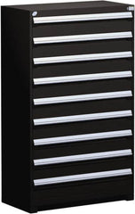 Rousseau Metal - 9 Drawer, Modular Storage Cabinet - Steel, 48" Wide x 24" Deep x 60" High, Black - Exact Tooling