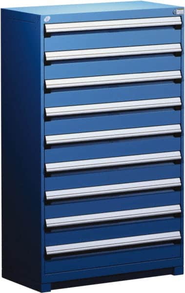 Rousseau Metal - 9 Drawer, Modular Storage Cabinet - Steel, 48" Wide x 24" Deep x 60" High, Avalanche Blue - Exact Tooling