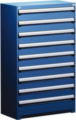 Rousseau Metal - 9 Drawer, Modular Storage Cabinet - Steel, 48" Wide x 24" Deep x 60" High, Avalanche Blue - Exact Tooling