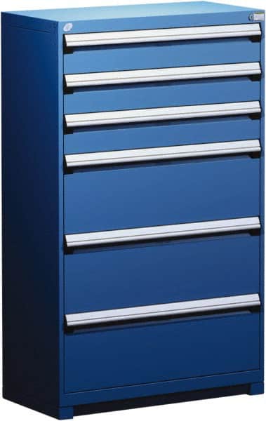 Rousseau Metal - 6 Drawer, Modular Storage Cabinet - Steel, 48" Wide x 27" Deep x 60" High, Avalanche Blue - Exact Tooling