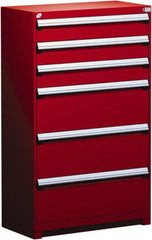 Rousseau Metal - 6 Drawer, Modular Storage Cabinet - Steel, 48" Wide x 24" Deep x 60" High, Flame Red - Exact Tooling