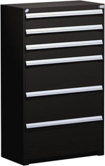 Rousseau Metal - 6 Drawer, Modular Storage Cabinet - Steel, 48" Wide x 27" Deep x 60" High, Black - Exact Tooling