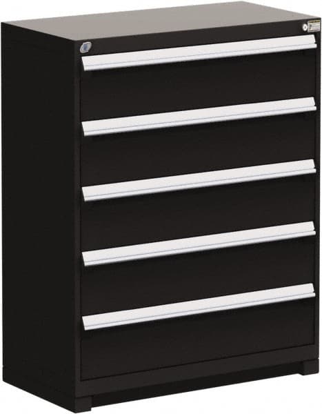 Rousseau Metal - 5 Drawer, Modular Storage Cabinet - Steel, 48" Wide x 27" Deep x 46" High, Black - Exact Tooling