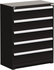Rousseau Metal - 5 Drawer, Modular Storage Cabinet - Steel, 48" Wide x 27" Deep x 46" High, Black - Exact Tooling