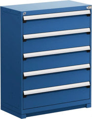 Rousseau Metal - 5 Drawer, Modular Storage Cabinet - Steel, 48" Wide x 27" Deep x 46" High, Avalanche Blue - Exact Tooling