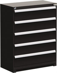 Rousseau Metal - 5 Drawer, Modular Storage Cabinet - Steel, 48" Wide x 24" Deep x 46" High, Black - Exact Tooling