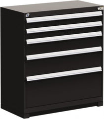 Rousseau Metal - 5 Drawer, Modular Storage Cabinet - Steel, 48" Wide x 27" Deep x 40" High, Black - Exact Tooling