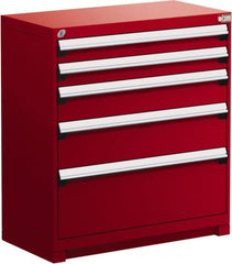 Rousseau Metal - 5 Drawer, Modular Storage Cabinet - Steel, 48" Wide x 27" Deep x 40" High, Flame Red - Exact Tooling
