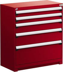 Rousseau Metal - 5 Drawer, Modular Storage Cabinet - Steel, 48" Wide x 24" Deep x 40" High, Flame Red - Exact Tooling