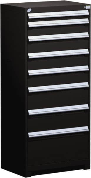 Rousseau Metal - 8 Drawer, Modular Storage Cabinet - Steel, 36" Wide x 24" Deep x 60" High, Black - Exact Tooling
