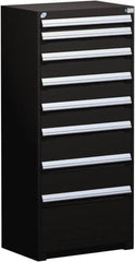 Rousseau Metal - 8 Drawer, Modular Storage Cabinet - Steel, 36" Wide x 24" Deep x 60" High, Black - Exact Tooling