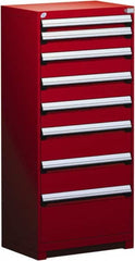 Rousseau Metal - 8 Drawer, Modular Storage Cabinet - Steel, 36" Wide x 24" Deep x 60" High, Flame Red - Exact Tooling