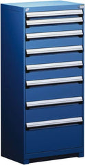 Rousseau Metal - 8 Drawer, Modular Storage Cabinet - Steel, 36" Wide x 24" Deep x 60" High, Avalanche Blue - Exact Tooling