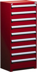 Rousseau Metal - 9 Drawer, Modular Storage Cabinet - Steel, 36" Wide x 24" Deep x 60" High, Flame Red - Exact Tooling
