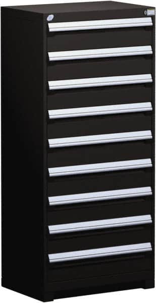 Rousseau Metal - 9 Drawer, Modular Storage Cabinet - Steel, 36" Wide x 18" Deep x 60" High, Black - Exact Tooling
