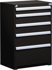Rousseau Metal - 5 Drawer, Modular Storage Cabinet - Steel, 36" Wide x 24" Deep x 40" High, Black - Exact Tooling