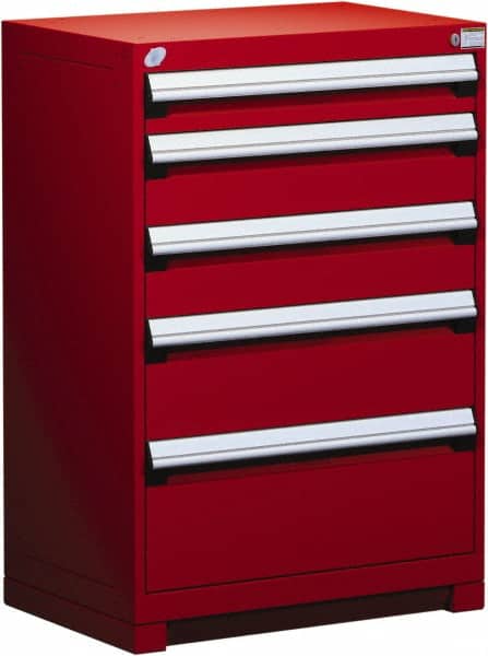 Rousseau Metal - 5 Drawer, Modular Storage Cabinet - Steel, 36" Wide x 24" Deep x 40" High, Flame Red - Exact Tooling