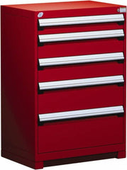Rousseau Metal - 5 Drawer, Modular Storage Cabinet - Steel, 36" Wide x 24" Deep x 40" High, Flame Red - Exact Tooling