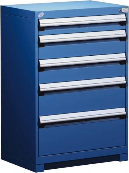 Rousseau Metal - 5 Drawer, Modular Storage Cabinet - Steel, 36" Wide x 24" Deep x 40" High, Avalanche Blue - Exact Tooling