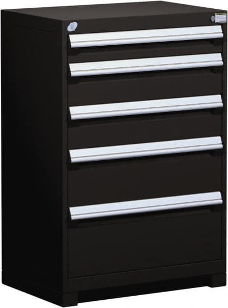 Rousseau Metal - 5 Drawer, Modular Storage Cabinet - Steel, 36" Wide x 18" Deep x 40" High, Black - Exact Tooling