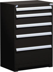 Rousseau Metal - 5 Drawer, Modular Storage Cabinet - Steel, 36" Wide x 18" Deep x 40" High, Black - Exact Tooling