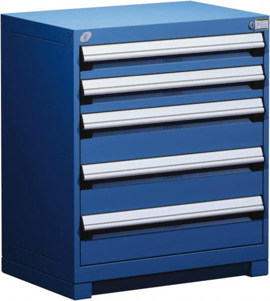 Rousseau Metal - 5 Drawer, Modular Storage Cabinet - Steel, 36" Wide x 24" Deep x 32" High, Avalanche Blue - Exact Tooling