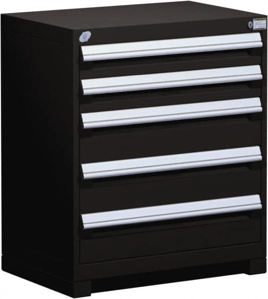 Rousseau Metal - 5 Drawer, Modular Storage Cabinet - Steel, 36" Wide x 24" Deep x 32" High, Black - Exact Tooling