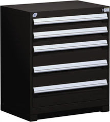 Rousseau Metal - 5 Drawer, Modular Storage Cabinet - Steel, 36" Wide x 24" Deep x 32" High, Black - Exact Tooling