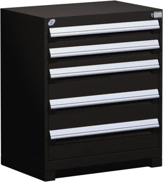 Rousseau Metal - 5 Drawer, Modular Storage Cabinet - Steel, 36" Wide x 18" Deep x 32" High, Black - Exact Tooling