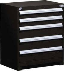 Rousseau Metal - 5 Drawer, Modular Storage Cabinet - Steel, 36" Wide x 18" Deep x 32" High, Black - Exact Tooling
