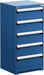 Rousseau Metal - 5 Drawer, Modular Storage Cabinet - Steel, 30" Wide x 27" Deep x 46" High, Avalanche Blue - Exact Tooling