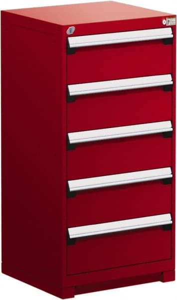Rousseau Metal - 5 Drawer, Modular Storage Cabinet - Steel, 30" Wide x 27" Deep x 46" High, Flame Red - Exact Tooling