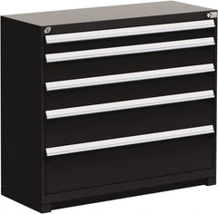 Rousseau Metal - 5 Drawer, Modular Storage Cabinet - Steel, 60" Wide x 24" Deep x 40" High, Black - Exact Tooling