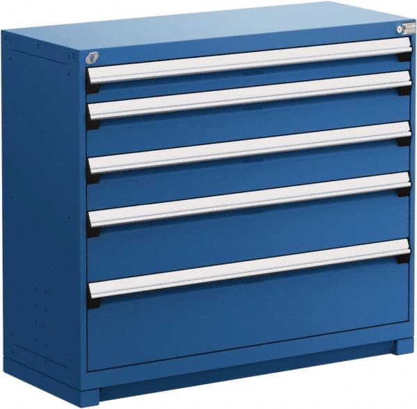 Rousseau Metal - 5 Drawer, Modular Storage Cabinet - Steel, 60" Wide x 24" Deep x 40" High, Avalanche Blue - Exact Tooling