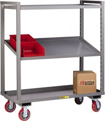 Little Giant - 2,400 Lb Capacity, 2 Shelf, Steel Shelf Truck - 60" Long x 24" Wide x 57-1/4" High, Polyurethane Wheels - Exact Tooling