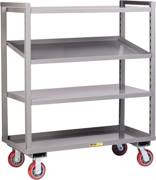 Little Giant - 3,200 Lb Capacity, 3 Shelf, Steel Shelf Truck - 48" Long x 24" Wide x 57-1/4" High, Polyurethane Wheels - Exact Tooling