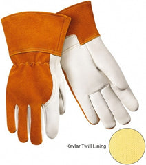 Steiner - Size XL Kevlar Lined Cowhide Welding Glove - Gauntlet Cuff, Straight Thumb, For MIG - Exact Tooling
