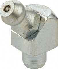 Umeta - 45° Head Angle, M10x1.0 Metric Steel Standard Grease Fitting - 11mm Hex, 20.5mm Overall Height, 5.5mm Shank Length - Exact Tooling