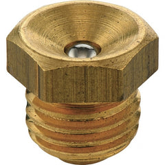 Umeta - Straight Head Angle, M6x1.0 Metric Steel Flush-Style Grease Fitting - 7mm Hex, 8.5mm Overall Height, 5.5mm Shank Length, Zinc Plated Finish - Exact Tooling